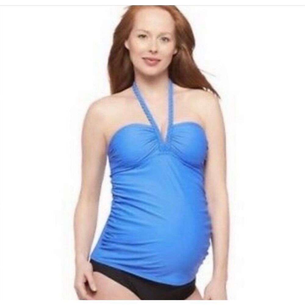 NWT Womens Liz Lange Maternity Halter Swim Tankini Top - Sz S